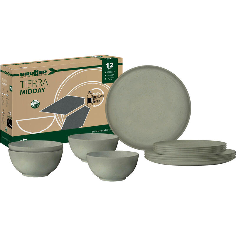 Set de vaisselle camping Midday RPET Tierra Assiette Bol 12 pièces