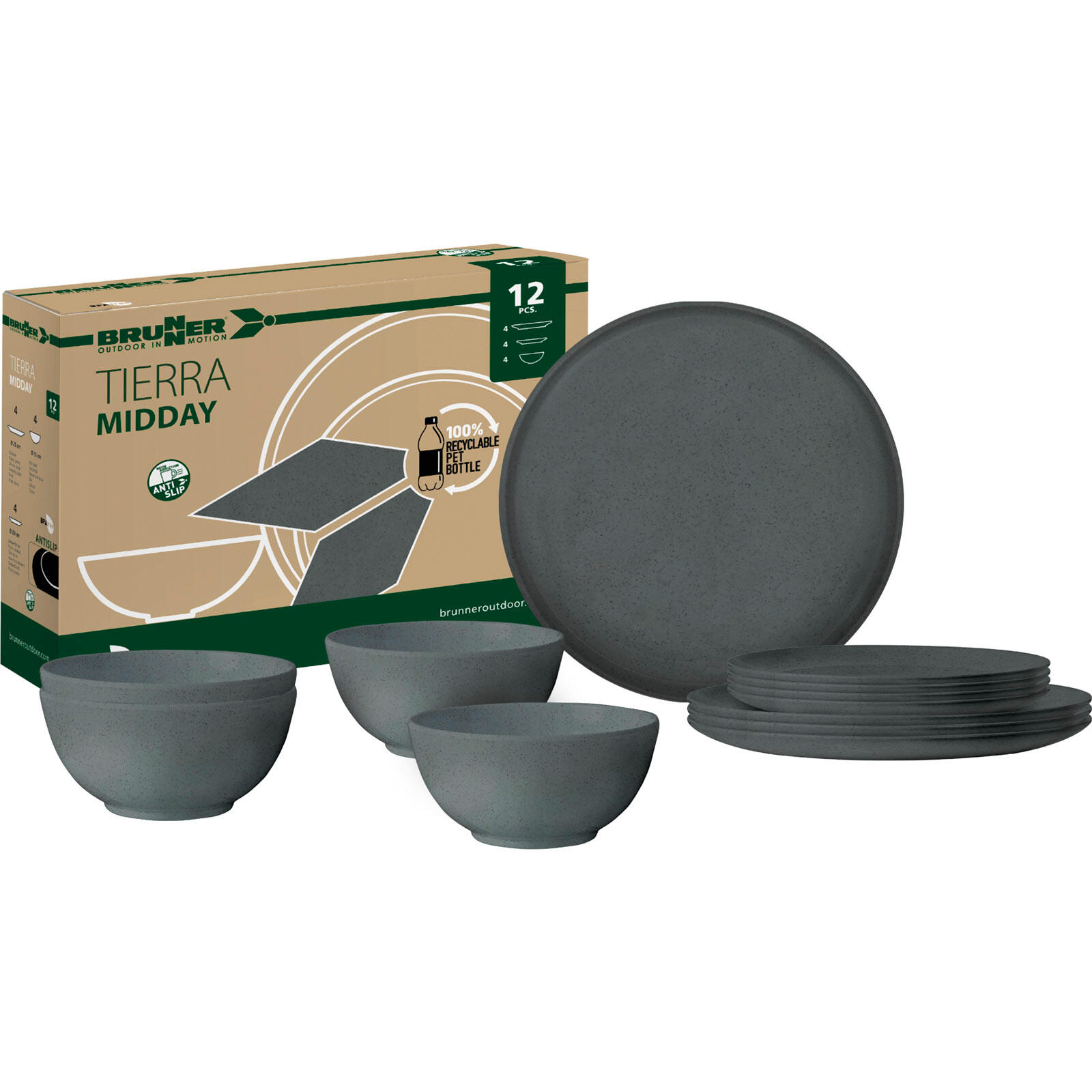 Vajilla camping Mediodía RPET Tierra plato cuenco 12 piezas 4/5