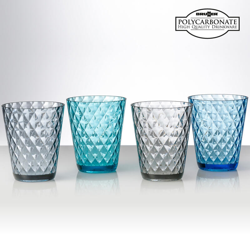 Camping Verre Set 4 verres Diamond à eau Résistant la casse 300 ml