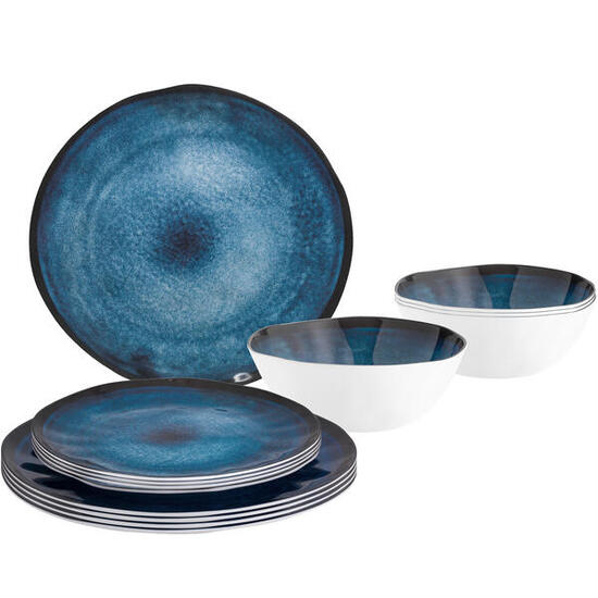Melamin Campinggeschirr Set Midday Breeze Camping Teller Schüssel 12 teilig