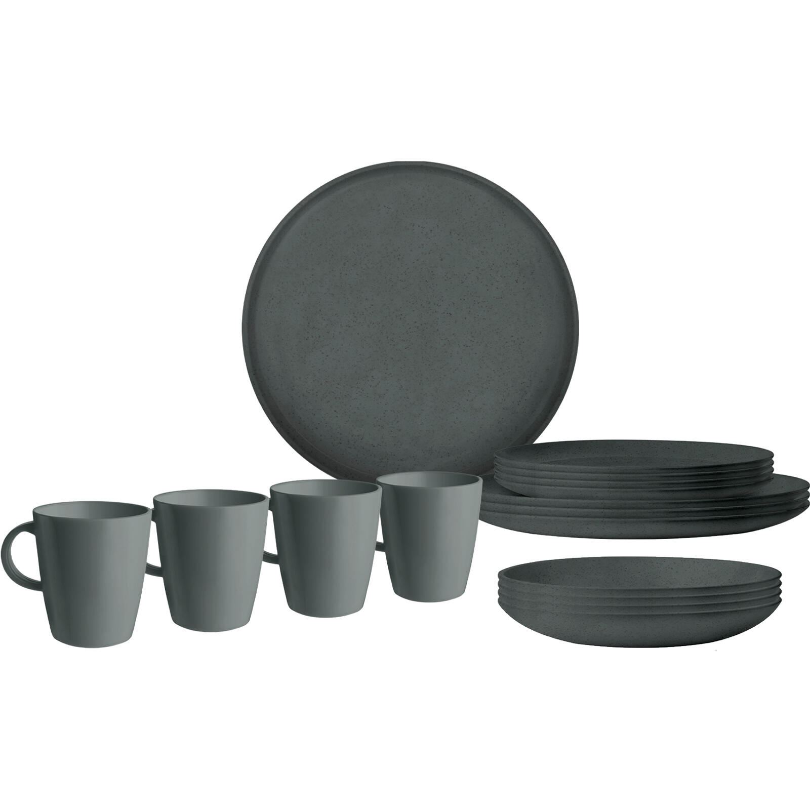 Brunner - Set De Vaisselle Camping Lunch Box Rpet Tierra Assiette Bol 12 Pcs. - Assiette - Gris - Taille Unique - Decathlon