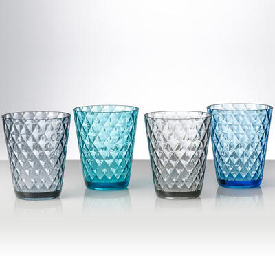 Campingglas set van 4 drinkglazen diamant waterglazen breukvast 300 ml