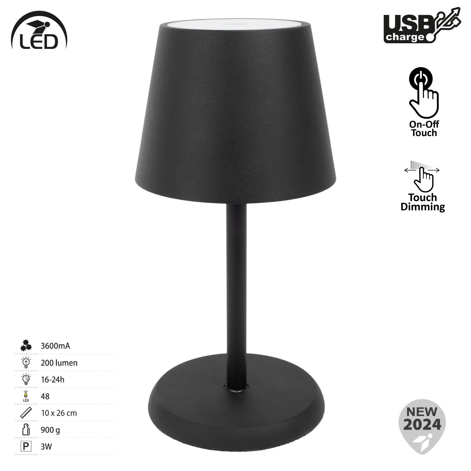 Postlucky LED Tischlampe Kabellos - IP54 Wasserdicht Mit Timer & 3 Farbtemperaturen