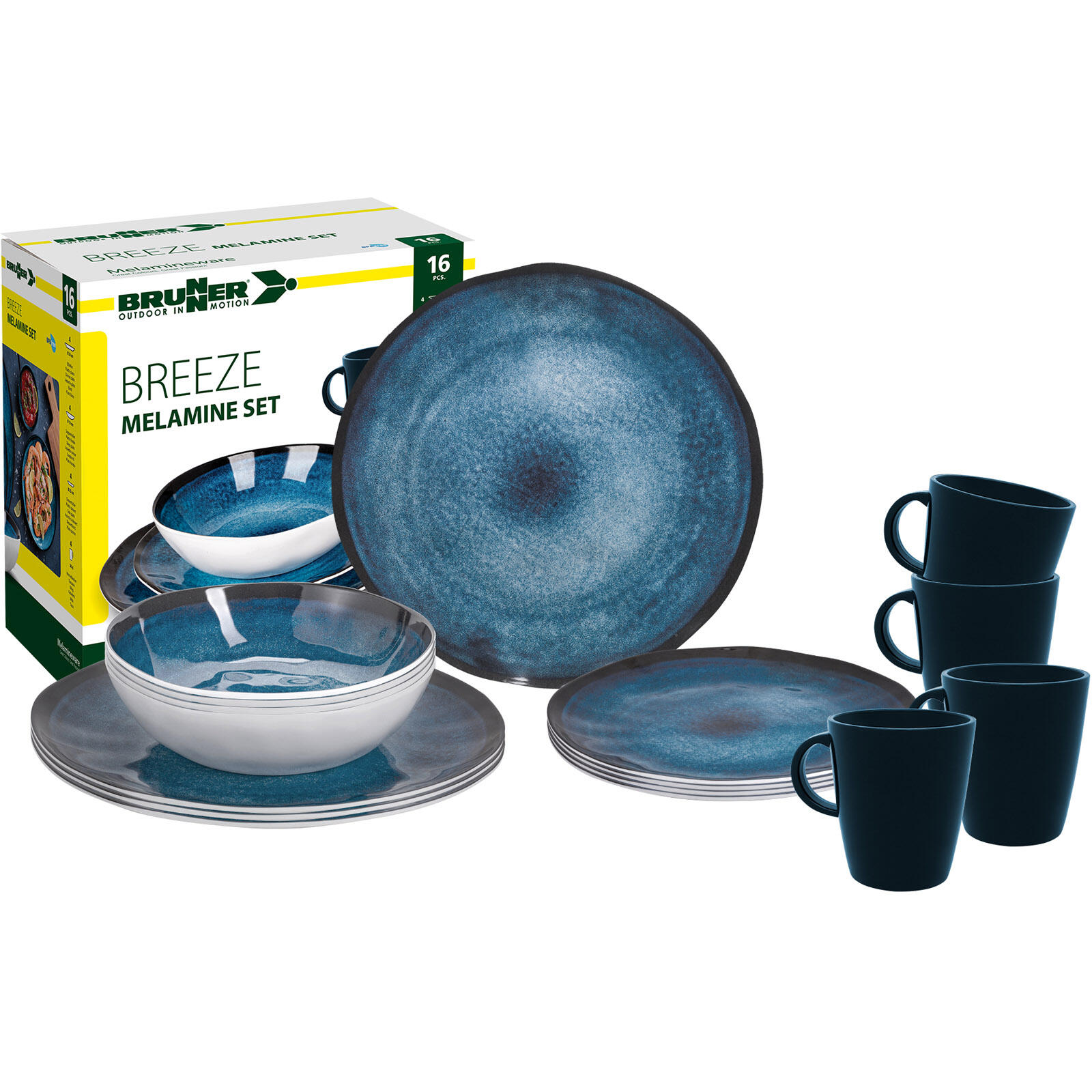 Set di stoviglie da Campeggio Breeze Piatti e Tazze da Campeggio 16 pezzi 3/4