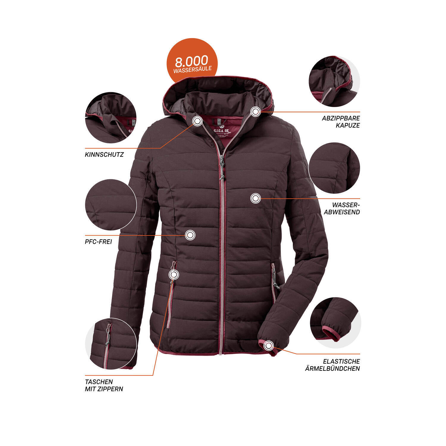 Killtec Steppjacke GW 67 WMN Uyaka für Damen plum 38 7/7