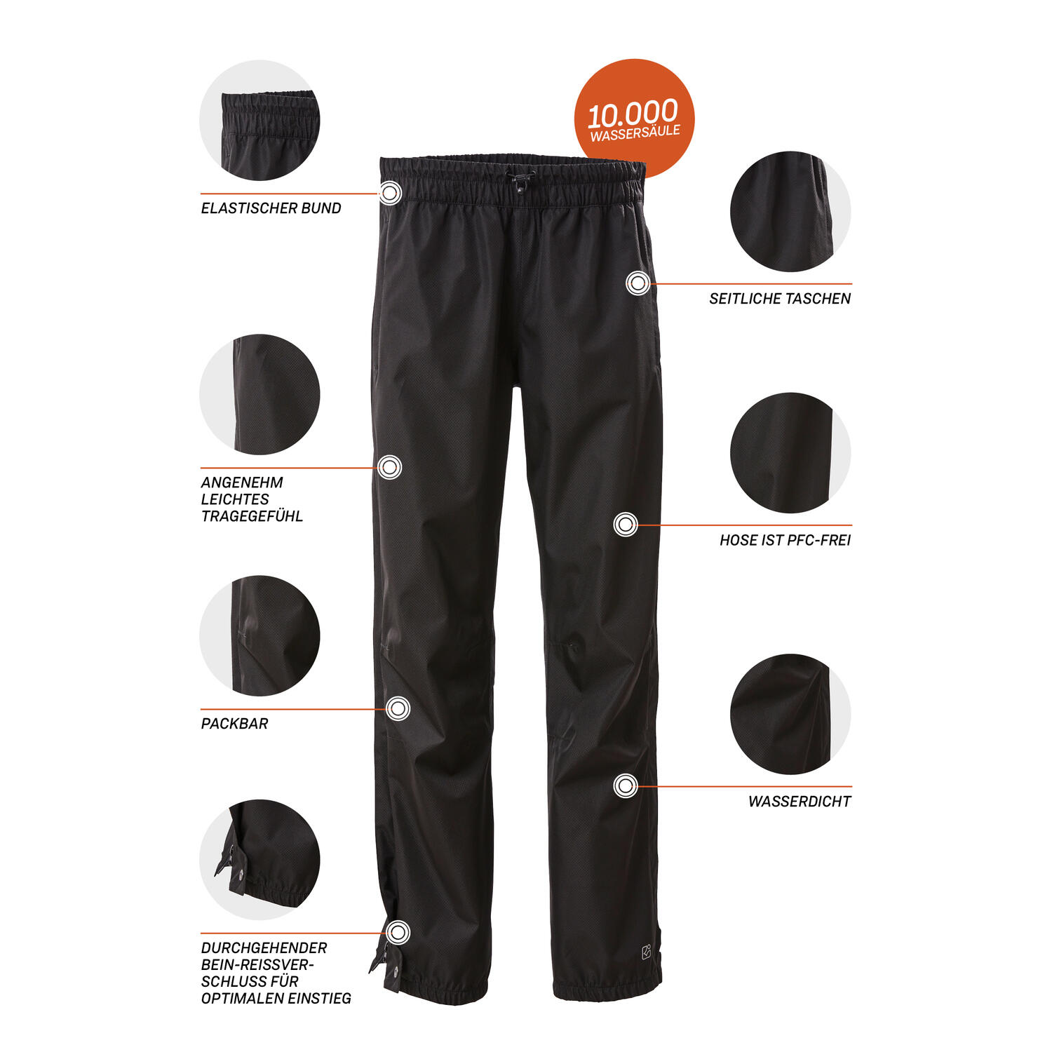 Pantalon imperméable pour femmes noir 3/6