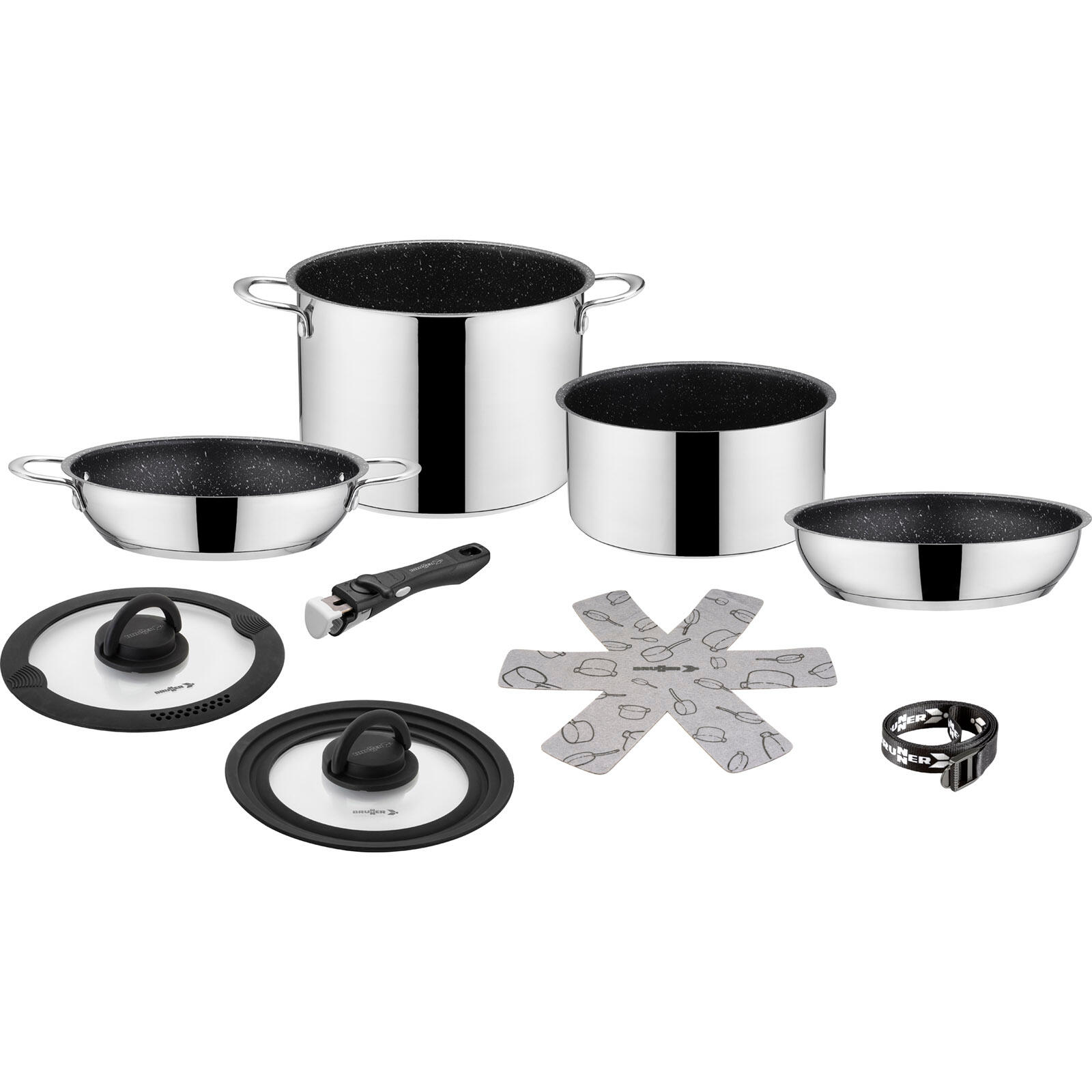BRUNNER Set di pentole da Campeggio Academy NG 7+1 Ø22 cm Pentola per cucina Outdoor