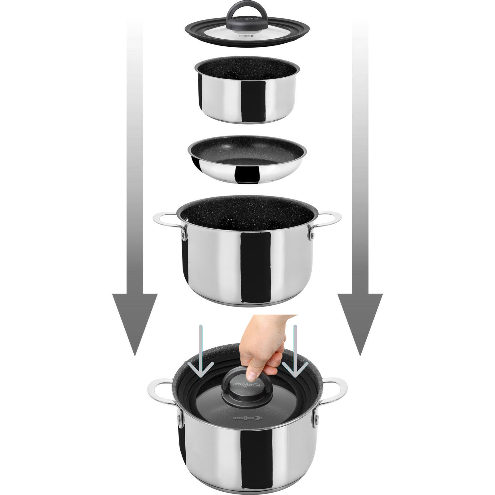 Set di pentole da Campeggio Academy NG 7+1 Ø22 cm Pentola per cucina Outdoor 3/5