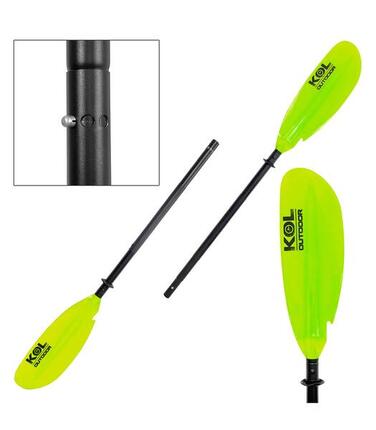 Pagaie kayak aluminium démontable 2 parties verte – légère (< 1 kg), asymétrique
