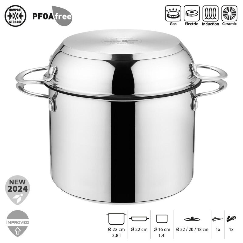 Camping Set de cuisine Academy Vacuum 5+1 Ø22 cm Outdoor Casserole Poêle