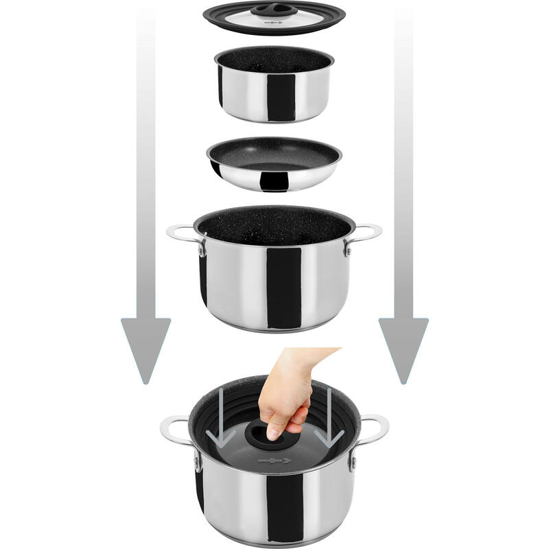 Camping Vaisselle Set Academy HIGH NG 7+1 Ø22 cm Outdoor Casserole Poêle