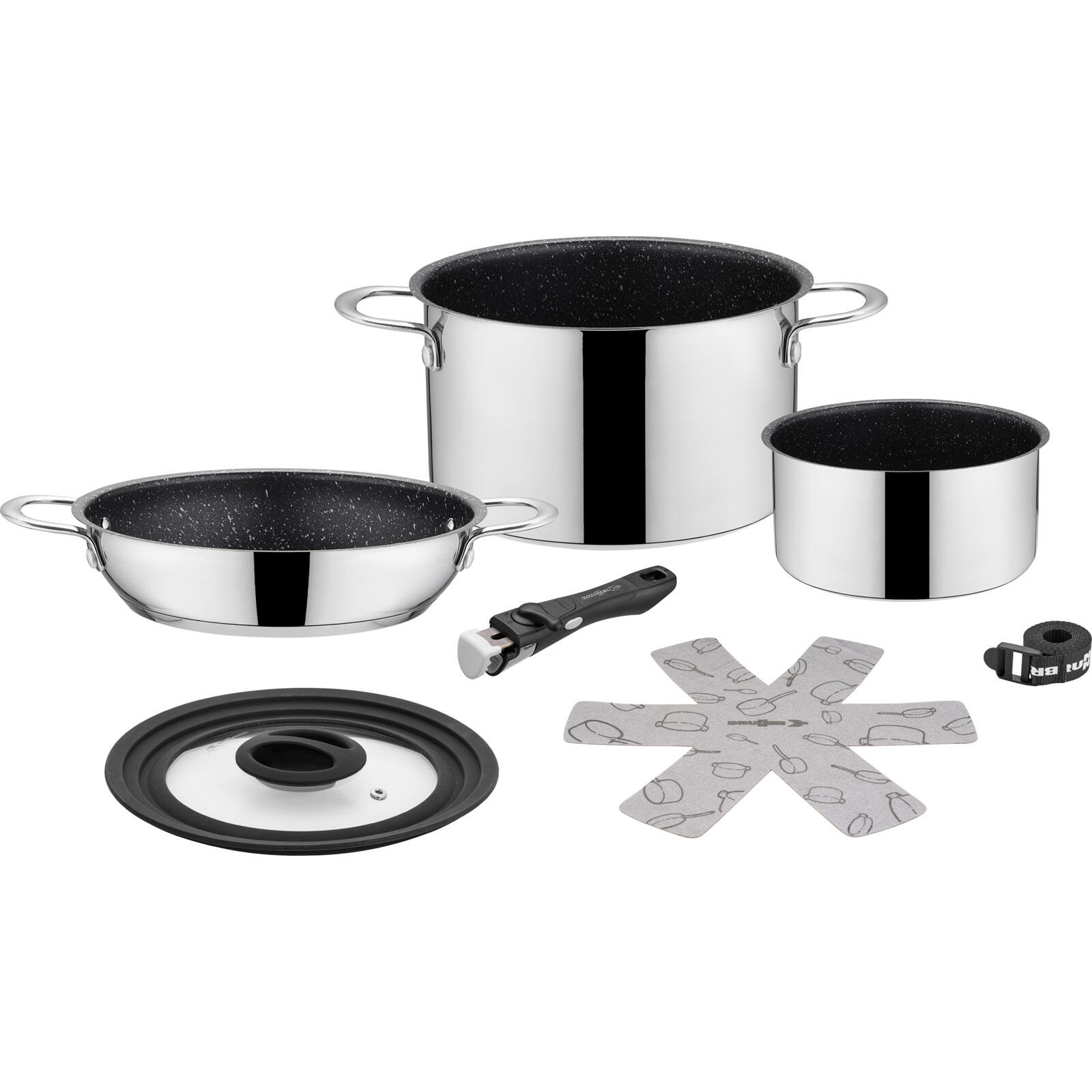 Brunner - Camping Vaisselle Set Academy Ng 5+1 Ø20 Cm Outdoor Cuisine Casserole Poêle - Faitout - Gris|noir - Taille Unique - Decathlon