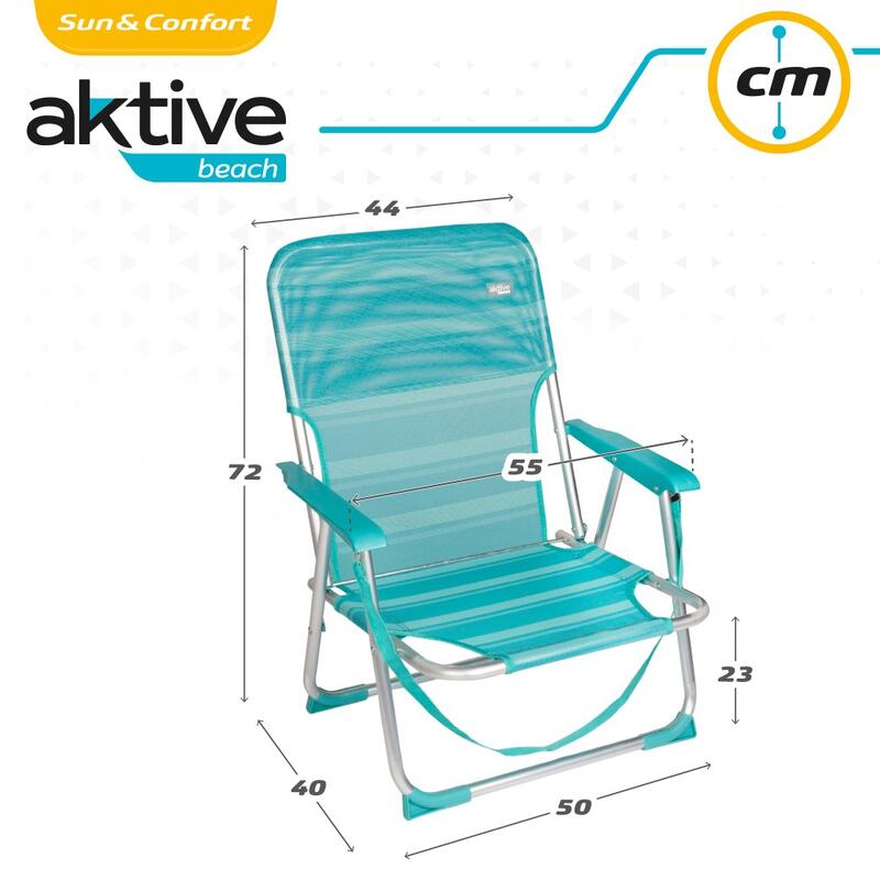 AKTIVE - Chaise Pliante Basse avec Dossier Fixe et Poignée. Chaise de Plage