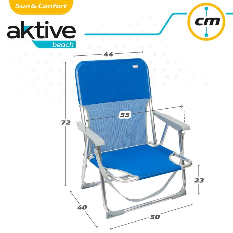 Cadeira de praia dobrável fixa alumínio com asa Aktive