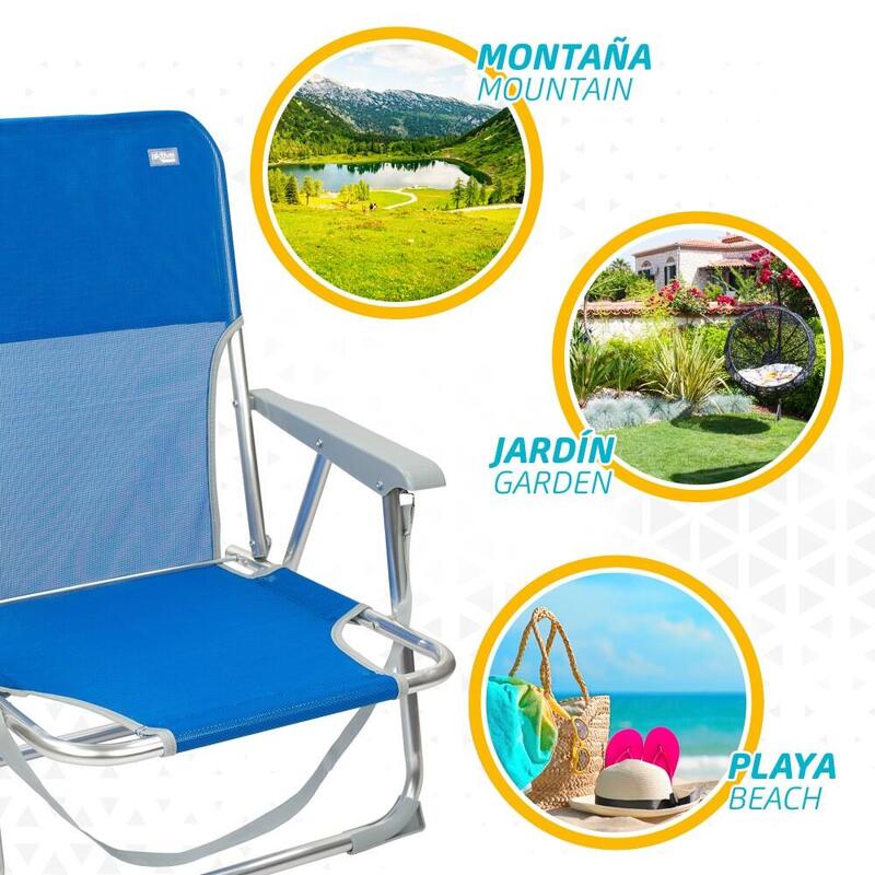 Silla de playa plegable fija aluminio con asa Aktive Beach