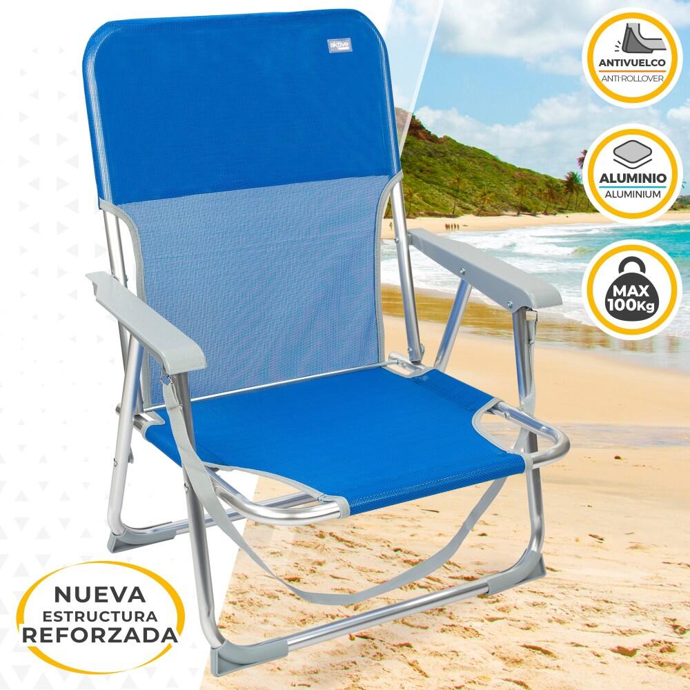 Cadeira de praia dobrável fixa alumínio com asa Aktive 2/7