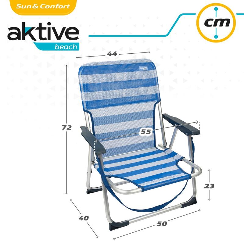 Cadeira dobrável fixa alumínio Aktive Beach - marinheiro