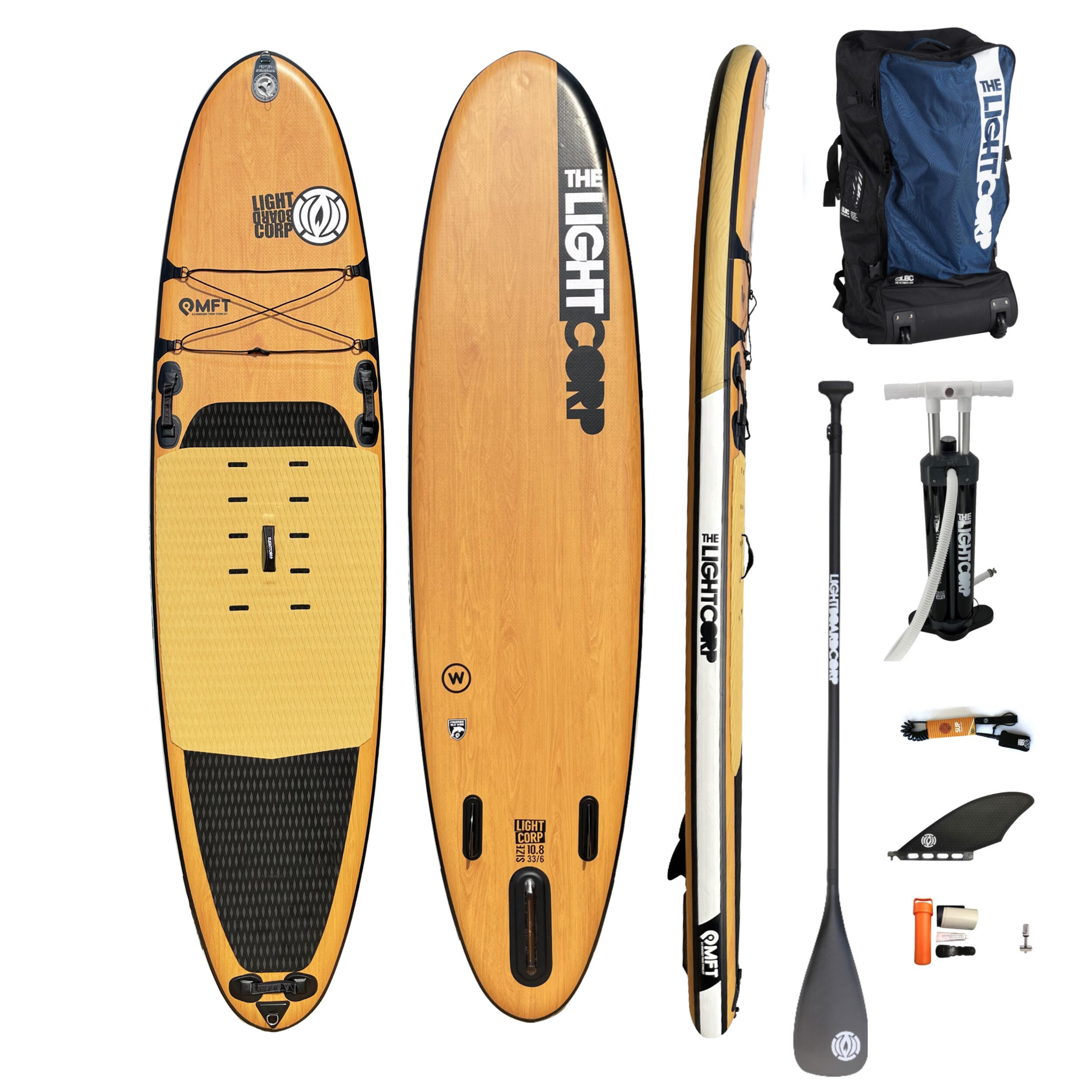 LIGHT BOARD CORP ISUP MFT WOOD FREERIDE  10´8“  x 33" x 6" incl.3-tlg. 100% Carbon Pro Paddel, Fi