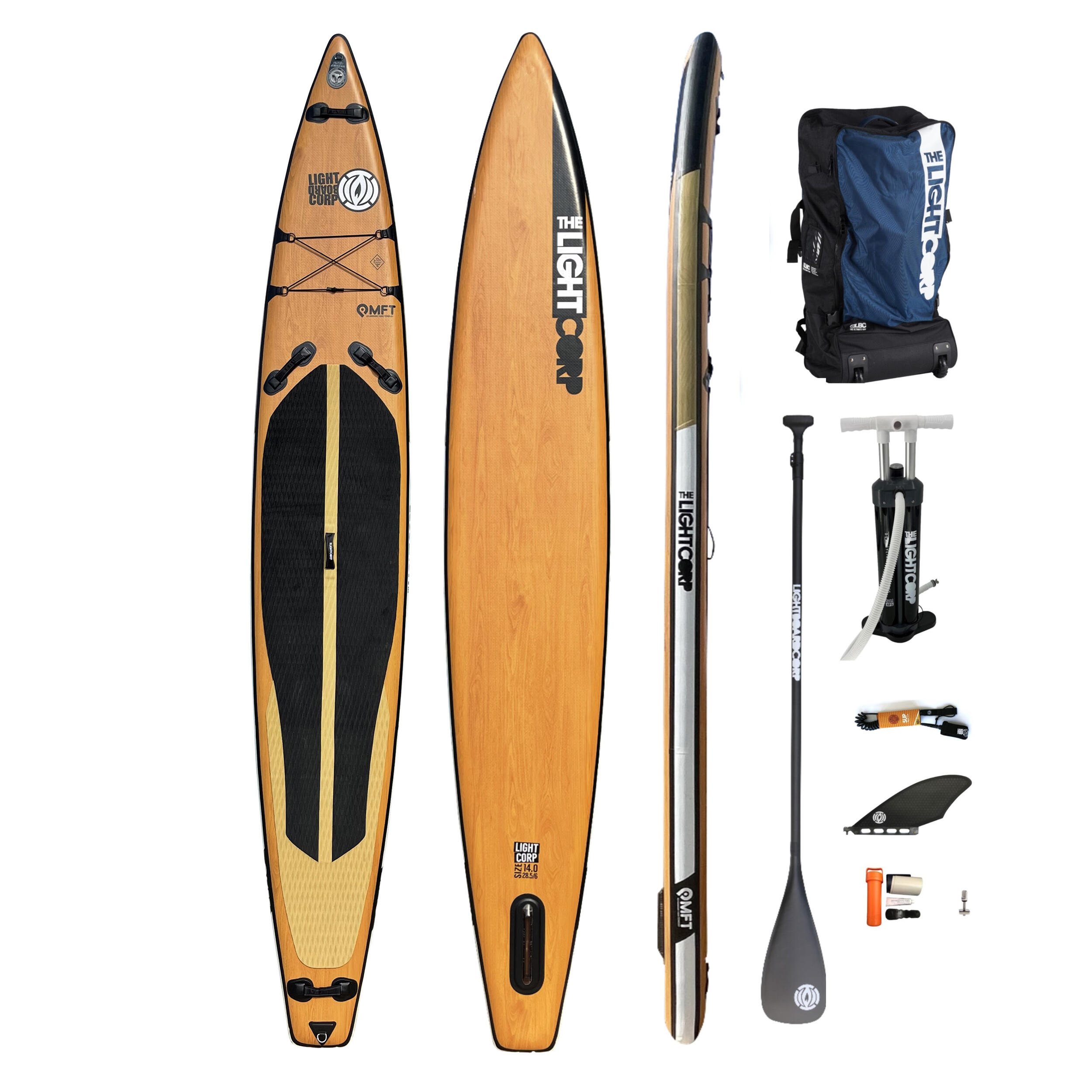 LIGHT BOARD CORP ISUP MFT WOOD TOURER SET 14´ x 28.5" x 6" incl. 3 tlg. Pro Endurance 100% Carbon