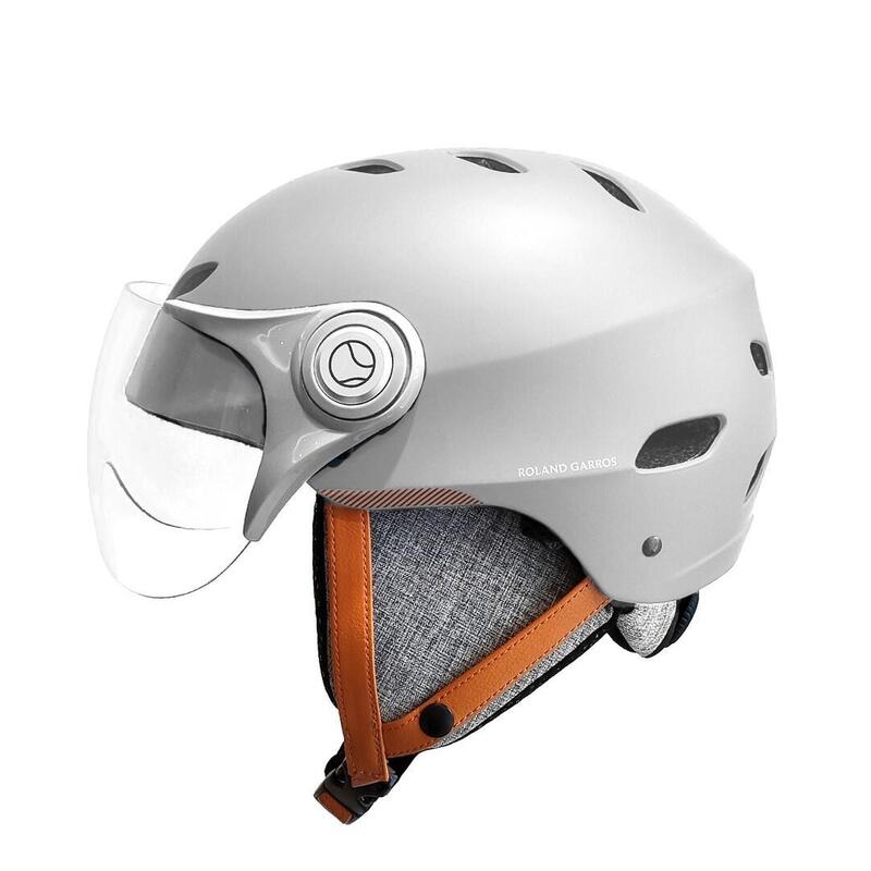 Casque H.30 Vision Roland Garros Gris avec Visière pour Vélo, Trottinette