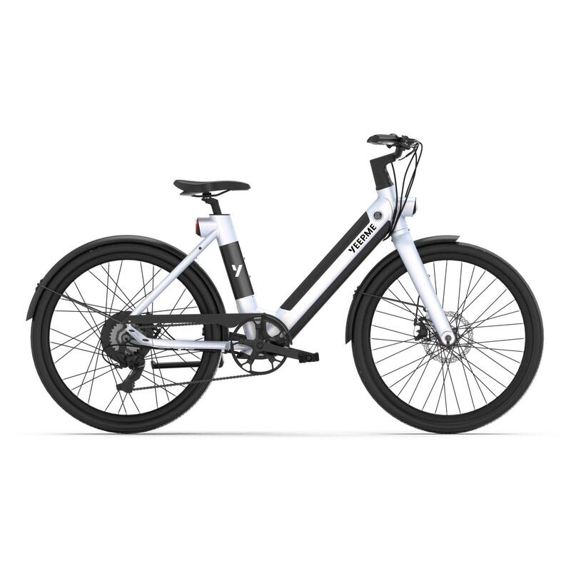 YEEP.ME DAY PLUS Bicicleta eléctrica blanca 26'' Aut 60km Frenos de disco 7 vel