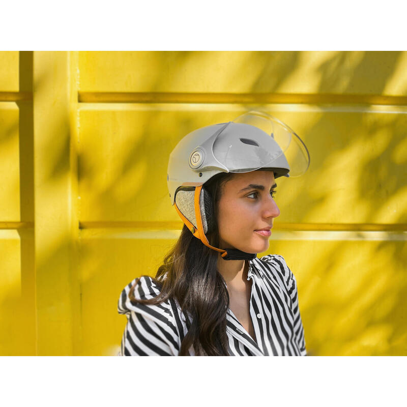 H.30 Vision Roland Garros grijze helm met vizier voor fiets, scooter