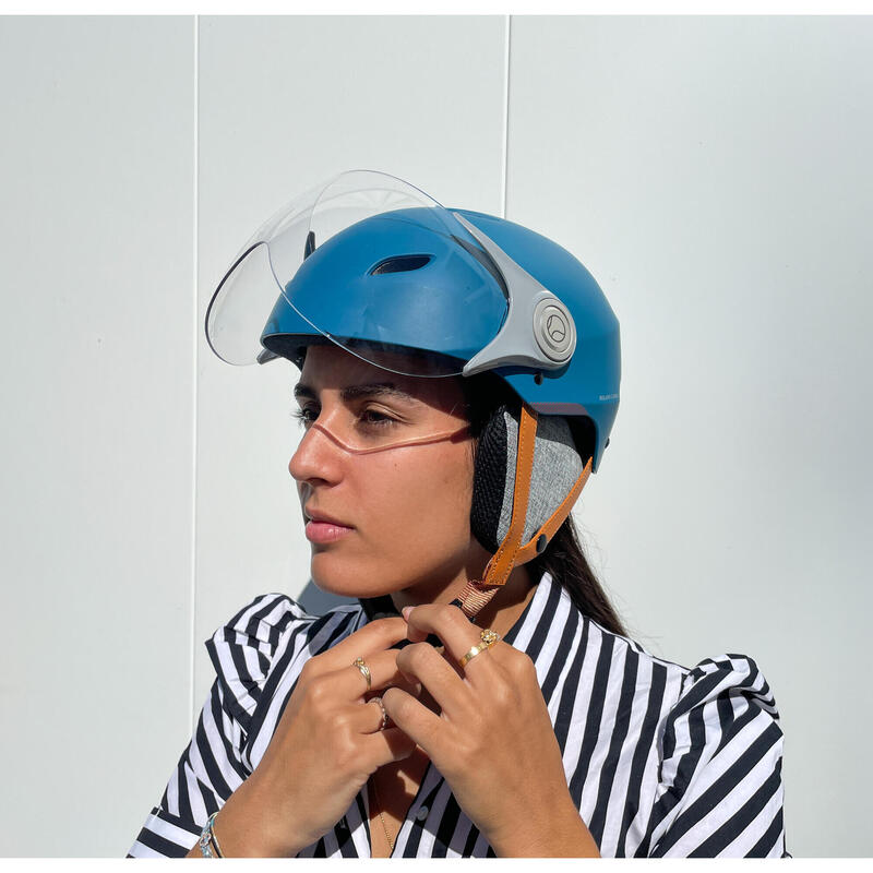 Casque H.30 Vision Roland Garros Bleu avec Visière pour Vélo, Trottinette