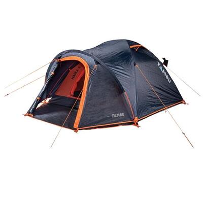 Kuppelzelt TAMBU HAIKA 3 | 3 Personen Igluzelt mit Apside | Dunkelblau / Orange