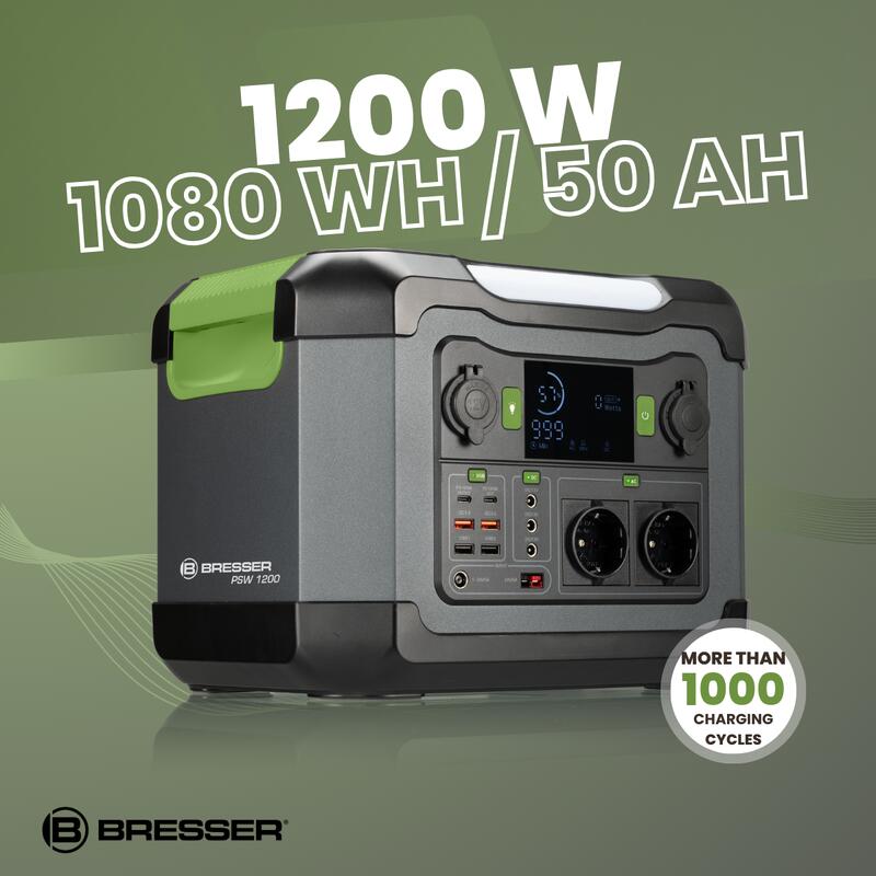 Batteria Esterna Portatile de 1200 W BRESSER-Powerbank, Campeggio, Viaggio