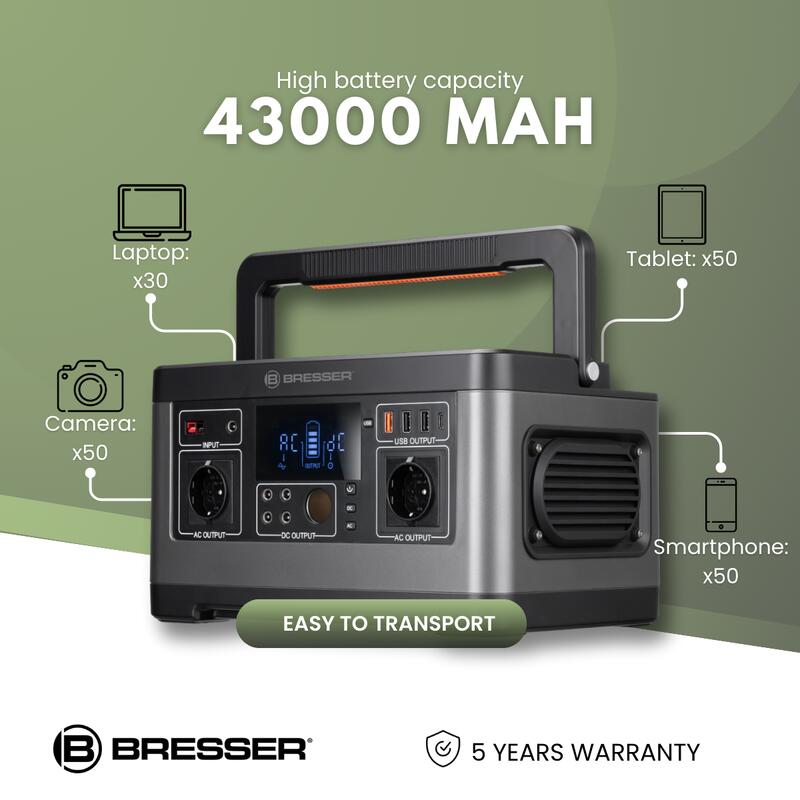 BRESSER Mobile Power Station tragbarer Stromspeicher 500 Watt