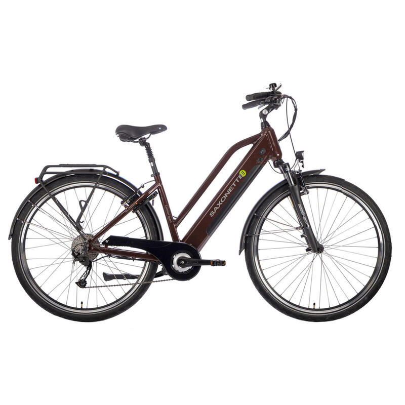Vélo électrique femme Comfort Sport, 45 cm, 9 vitesses, rouge
