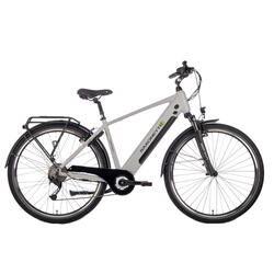 Elektrische herenfiets Comfort Sport, 54cm, 9 sp, zilver