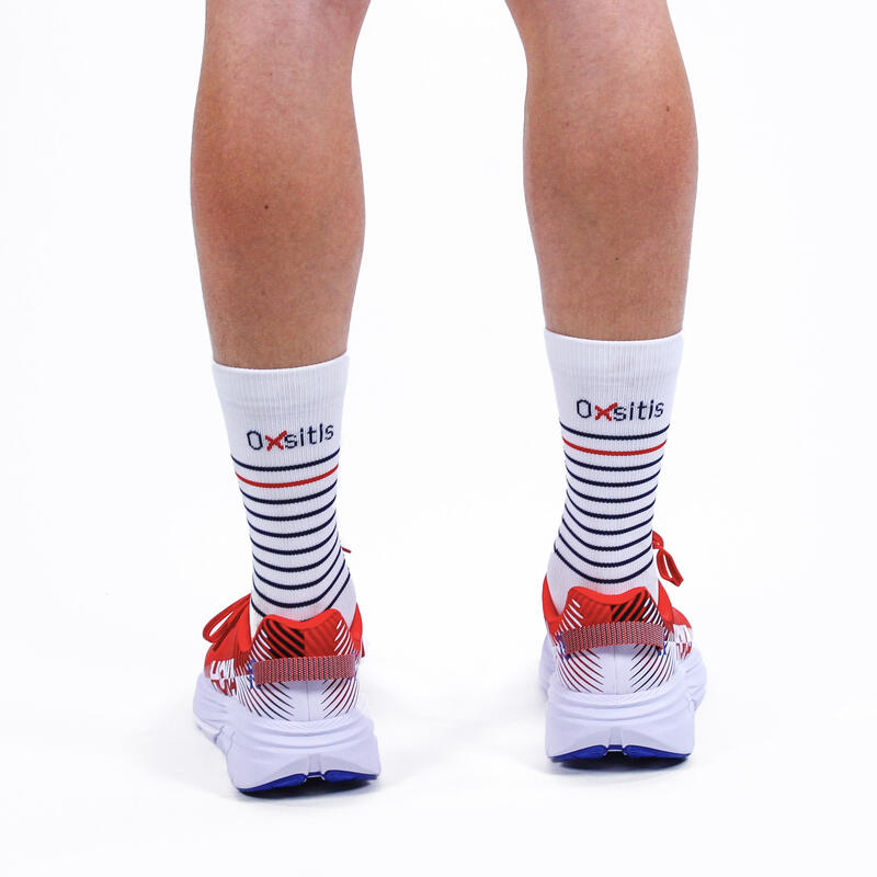 Chaussettes hautes techniques polyvalentes BBR Blanc pour trail