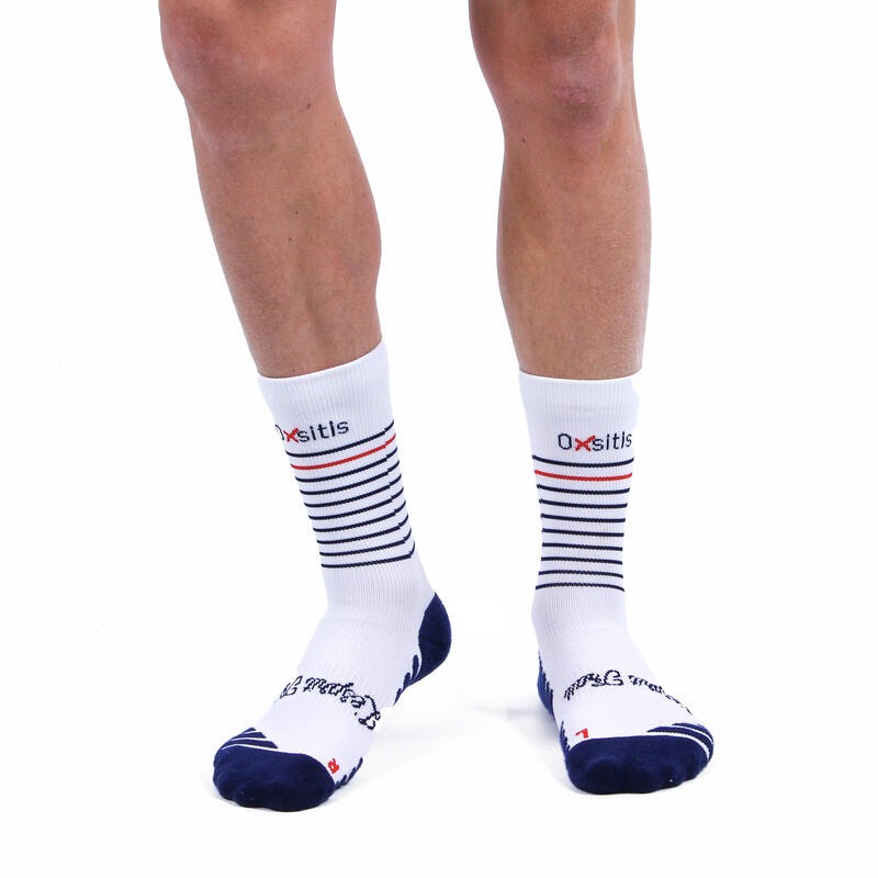 Chaussettes hautes techniques polyvalentes BBR Blanc pour trail