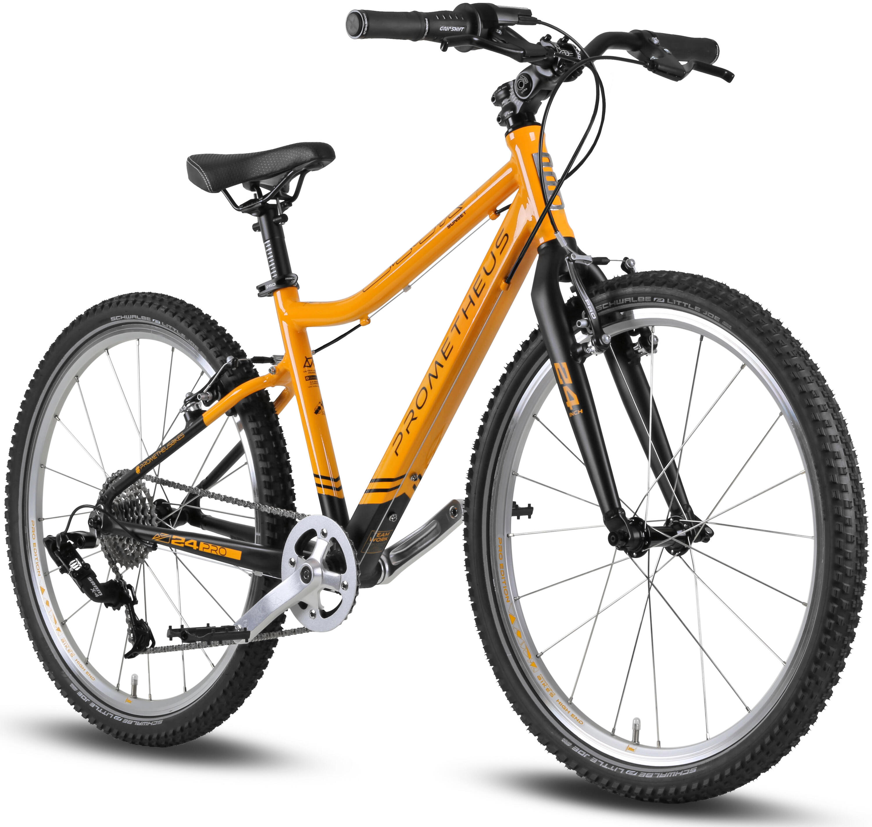 PROMETHEUS BICYCLES Kinderfahrrad 24 Zoll ab 7 Jahre Superleicht 8 Gang SRAM Fahrrad Orange Schwarz