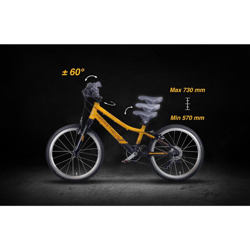 Kinderenfiets 20 inch vanaf 6 jaar, superlicht, 7 versnellingen, oranje en zwart