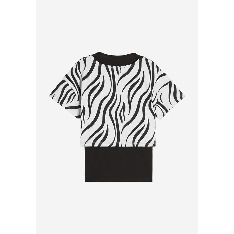 Ensemble débardeur + t-shirt court pour femmes avec imprimé zébré