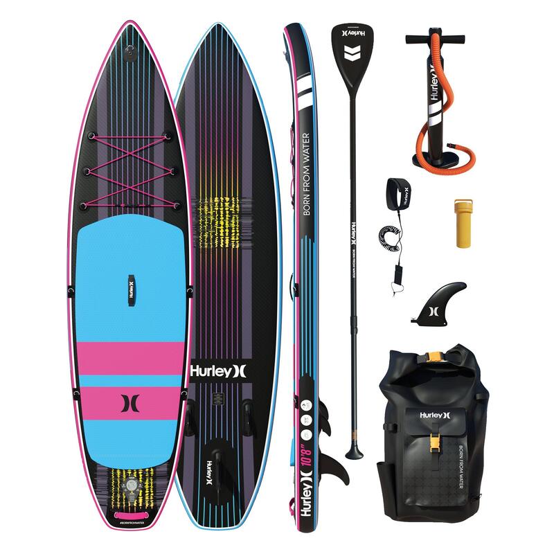 Ensemble de planche de paddle gonflable Hurley ApexTour Miami Neon 10'8"