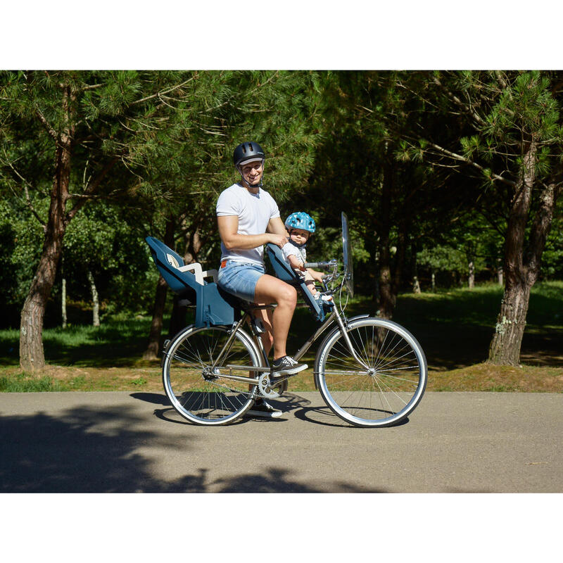 Fahrradsitz hinten für Rahmen Guppy Jeans und Beige (m/Koffer)