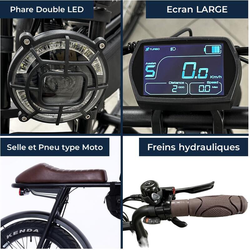 Vélo Électrique YEEP.ME COAST 20’’ Fat Sport 48V Batterie 720Wh Freins Hydrau