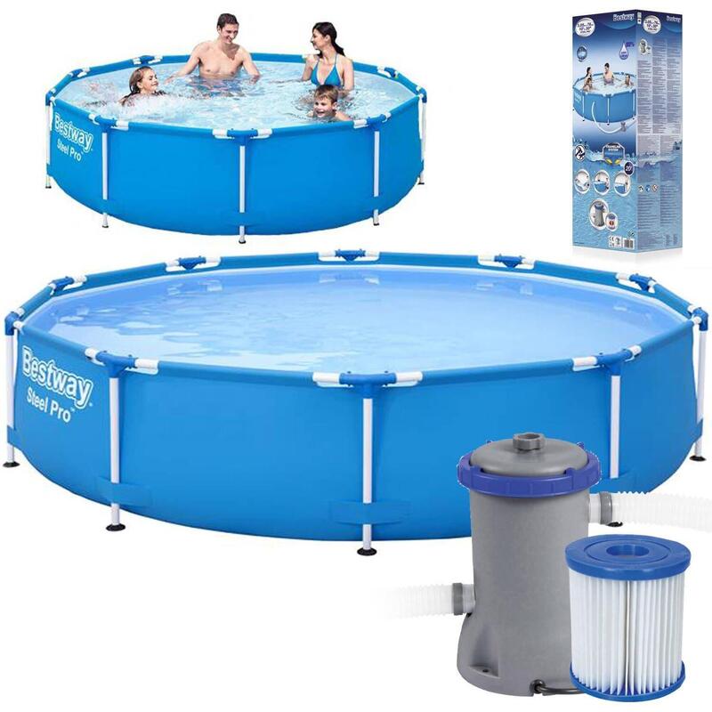 Piscina Desmontable Tubular Bestway Steel Pro 305x76 cm Depuradora de Cartucho d