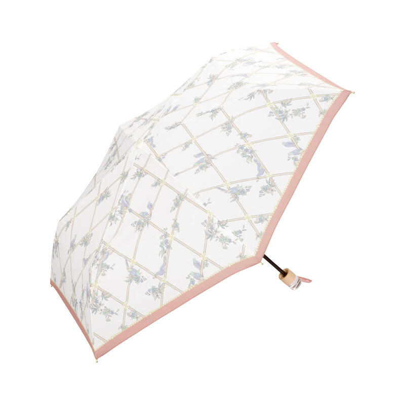 Bird & Cross Mini Foldable Umbrella - Rice White