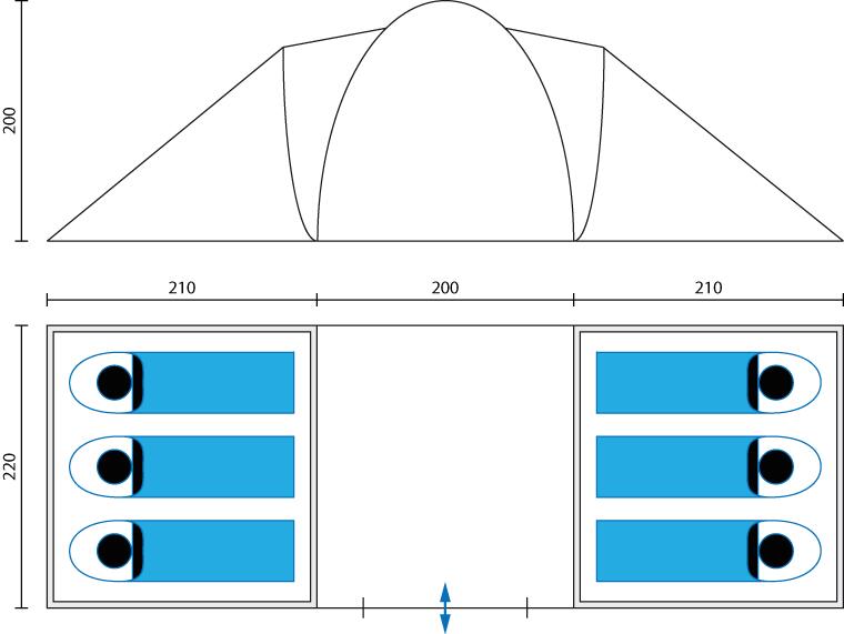 Tente dôme familiale Hammerfest 6 Protect - sol cousu - 6 personnes - 2 cabines 7/7
