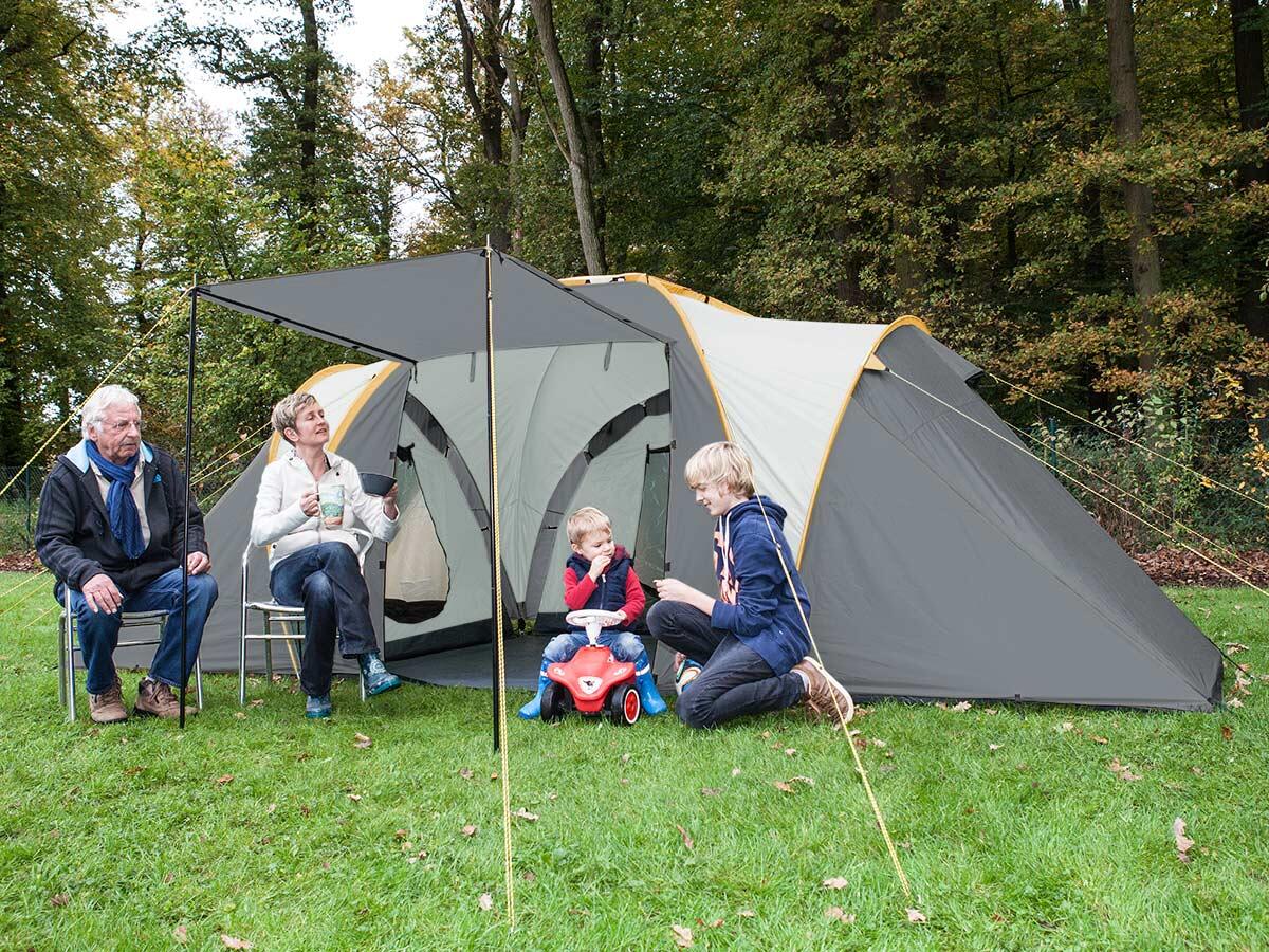 Tente De Camping Familiale Skandika Daytona 6 Personnes - 3 Chambres, Moustiquaires - Dimensions 530x370x195 Cm