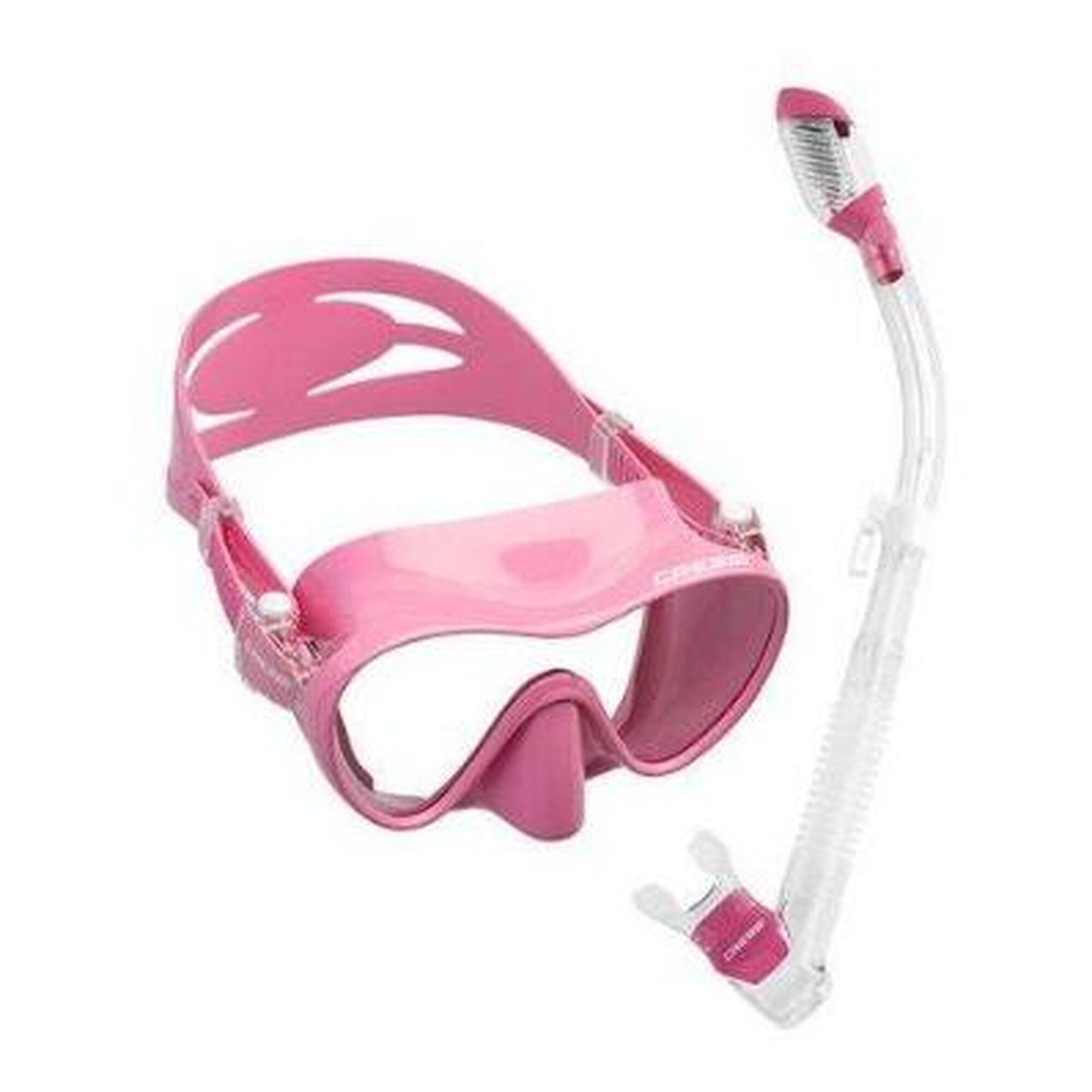 F1 Frameless 面鏡 + Dry 呼吸管組合 - 粉色