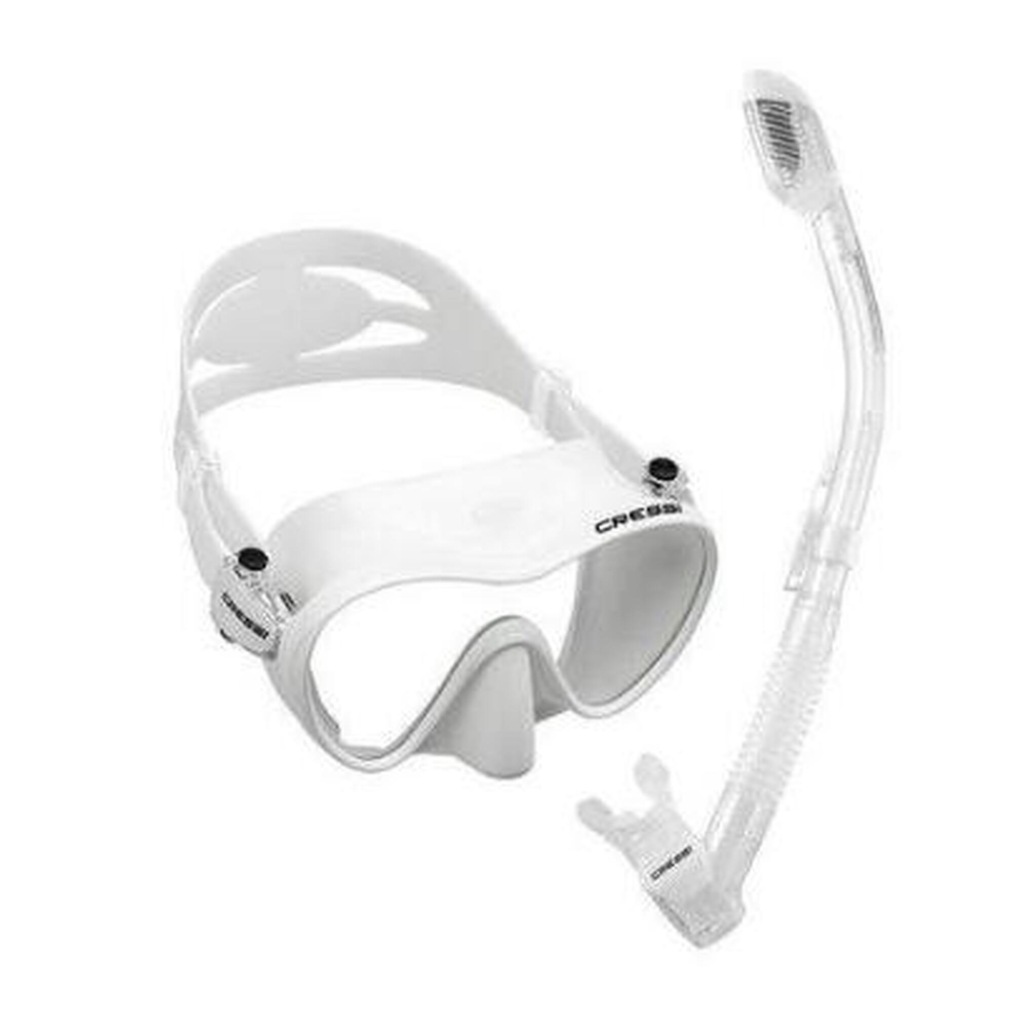 F1 Frameless 面鏡 + Dry 呼吸管組合 - 白色