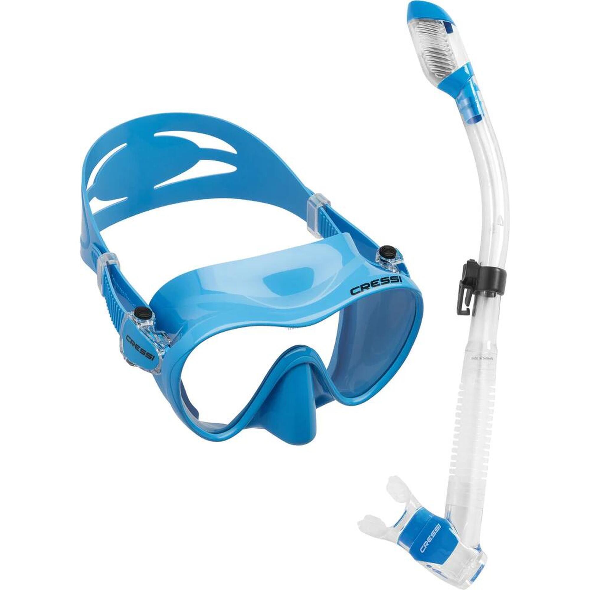 F1 Frameless 面鏡 + Dry 呼吸管組合 - 藍色