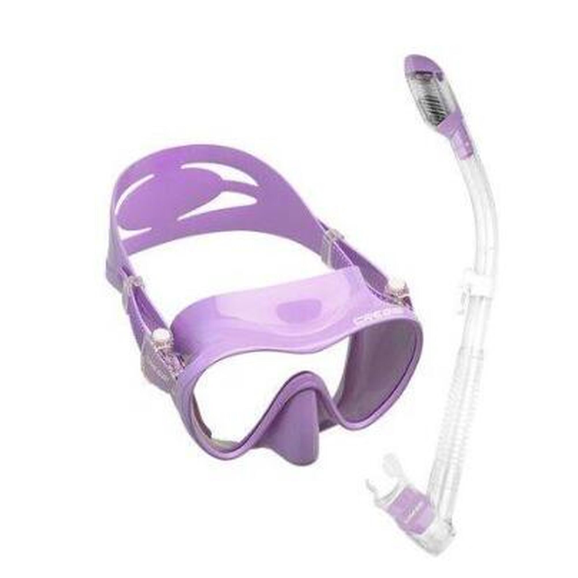 F1 Frameless 面鏡 + Dry 呼吸管組合 - 紫色