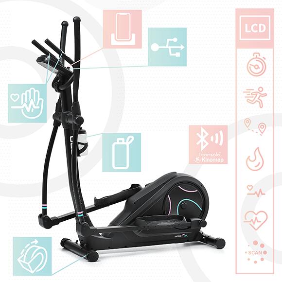 Vélo elliptique électromagnétique Zipro Heat WM connected et iConsole+ Kinomap