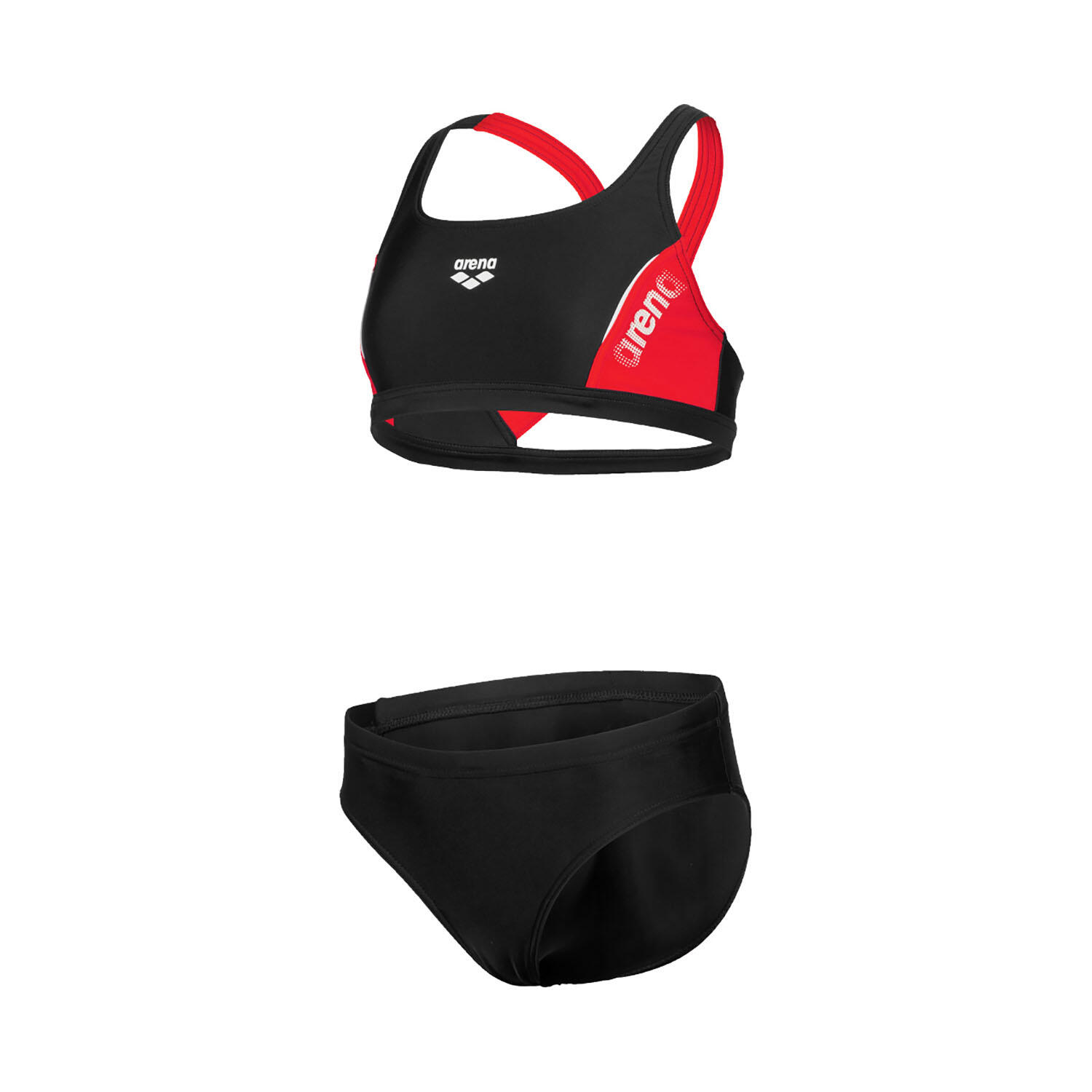 Arena - Maillot De Bain Deux-pièces Fille - Thrice R - Maillot De Bain 2 Pièces - Noir|rouge - Decathlon